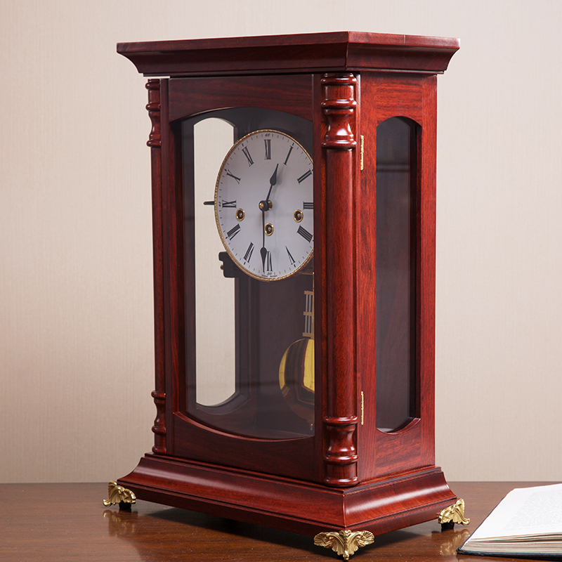 ✅中式复古座钟家用装饰摇摆台钟客厅桌面赫姆勒机械钟表创意报时